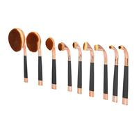 Ensemble de pinceaux de maquillage 9 pièces de forme spéciale pour sculpter la poudre BB crème, pinceaux pour fard à paupières, kit d'outils de beauté, pinceaux de maquillage (AW01 poignée dorée et