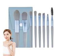 Ensemble de pinceaux de maquillage avec étui : 8 pinceaux de maquillage professionnels pour fard à paupières, sourcils, estompeur et eye-liner | Ensemble adapté aux voyages avec poils synthétiques dou
