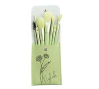 Ensemble De Pinceaux De Maquillage avec Nom Personnalisé avec Fleur De Naissance, Sac De Pinceaux De Maquillage en Cuir PU avec Fleur De Naissance Personnalisée avec 8 Pinceaux De Maquillage(Green)