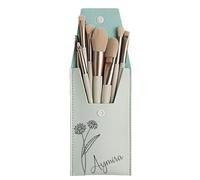 Ensemble De Pinceaux De Maquillage Avec Nom Personnalisé Avec Fleur De Naissance, Sac De Pinceaux De Maquillage En Cuir PU Avec Fleur De Naissance Personnalisée Avec 8 Pinceaux De Maquillage(Sky green