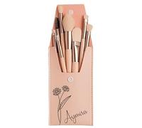 Ensemble De Pinceaux De Maquillage Avec Nom Personnalisé Avec Fleur De Naissance, Sac De Pinceaux De Maquillage En Cuir PU Avec Fleur De Naissance Personnalisée Avec 8 Pinceaux De Maquillage(Light pin