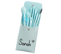 Ensemble De Pinceaux De Maquillage De Naissance Personnalisé, Pinceau De Pochette De Maquillage avec Nom Personnalisé, Pochette De Maquillage De Voyage/Cadeau De Voyage for Elle/Maman(Blue)