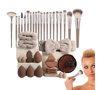 Ensemble de pinceaux de maquillage, ensemble de pinceaux de maquillage professionnels-Ensemble d'outils de pinceaux de fond de teint, applicateurs de maquillage avec bandeau,Outils de maquillage pin