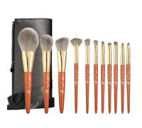 Ensemble de pinceaux de maquillage for débutants, doux, portables, manche en bois d'orme du sud, outils de beauté, 11 pièces(D)