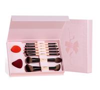 Ensemble de pinceaux de maquillage Jessup avec ponge de maquillage, 7 pinceaux double face pour fond de teint, anti-cernes, blush, fard paupi