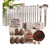 Ensemble de pinceaux de maquillage - Kit de pinceaux de maquillage en fibre de qualité supérieure - Applicateurs de mode de luxe | Poudre liquide impeccable - Couverture pinceau avec bandeau