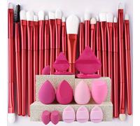 Ensemble De Pinceaux De Maquillage Portables,Doux,Pour Fard À Paupières,Poudre,Fond De Teint,Mélange Polyvalent,Outil De Beauté Cosmétique,8/22/34 Pièces.Red-34.