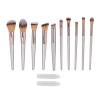 Ensemble de pinceaux de maquillage professionnels 10 pièces, cheveux doux et denses, ombre à paupières, fond de teint, blush, outils cosmétiques pour débutants et passionnés,