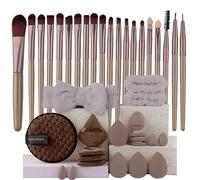Ensemble De Pinceaux De Maquillage Professionnels,20 Pièces,Fond De Teint,Correcteur Moelleux,Fard À Paupières,Surligneur,Cosmétiques Féminins,Outil De Beauté Durable.Brown Set.