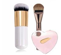 Ensemble de pinceaux de maquillage rétractables pour fond de teint, pinceau kabuki de voyage avec palette de mélange cosmétique en forme de cœur, pinceau mélangeur portable pour crème liquide