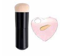 Ensemble de pinceaux de maquillage rétractables pour fond de teint, pinceau kabuki de voyage avec palette de mélange cosmétique en forme de cœur, pinceau mélangeur portable pour crème liquide