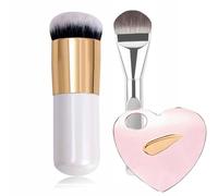 Ensemble de pinceaux de maquillage rétractables pour fond de teint, pinceau kabuki de voyage avec palette de mélange cosmétique en forme de cœur, pinceau mélangeur portable pour crème liquide