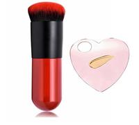 Ensemble de pinceaux de maquillage rétractables pour fond de teint, pinceau kabuki de voyage avec palette de mélange cosmétique en forme de cœur, pinceau mélangeur portable pour crème liquide