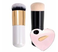 Ensemble de pinceaux de maquillage rétractables pour fond de teint, pinceau kabuki de voyage avec palette de mélange cosmétique en forme de cœur, pinceau mélangeur portable pour crème liquide