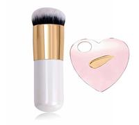 Ensemble de pinceaux de maquillage rétractables pour fond de teint, pinceau kabuki de voyage avec palette de mélange cosmétique en forme de cœur, pinceau mélangeur portable pour crème liquide