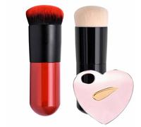 Ensemble de pinceaux de maquillage rétractables pour fond de teint, pinceau kabuki de voyage avec palette de mélange cosmétique en forme de cœur, pinceau mélangeur portable pour crème liquide