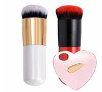 Ensemble de pinceaux de maquillage rétractables pour fond de teint, pinceau kabuki de voyage avec palette de mélange cosmétique en forme de cœur, pinceau mélangeur portable pour crème liquide