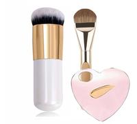 Ensemble de pinceaux de maquillage rétractables pour fond de teint, pinceau kabuki de voyage avec palette de mélange cosmétique en forme de cœur, pinceau mélangeur portable pour crème liquide
