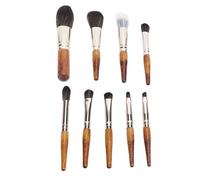 Ensemble de Pinceaux de Maquillage Sonew 9 Pièces, Ensemble de Pinceaux Cosmétiques de Voyage Portables pour Fard à Joues Contour Sous Correcteur pour les Yeux (Couleur du bois)