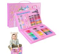 Ensemble de pinceaux de peinture - Peinture d'art lavable | 86 pièces pour avec crayons, stylos aquarelle | Coffret cadeau complet de papeterie avec trépied, sans danger pour la créativité des
