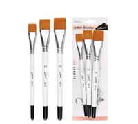 Ensemble De Pinceaux En Nylon À Poteau Court En Bois Pour Étudiants,Fournitures D'art,Gouache,Interconnexion,Peinture À L'huile,Fond De Pigment,3 Pièces - Type White