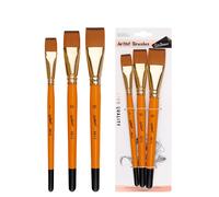 Ensemble De Pinceaux En Nylon À Poteau Court En Bois Pour Étudiants,Fournitures D'art,Gouache,Interconnexion,Peinture À L'huile,Fond De Pigment,3 Pièces - Type Yellow