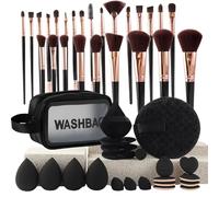 Ensemble De Pinceaux Et Éponges À Maquillage - Quarante Sept Pinceaux De Voyage Pour Maquillage | Poudre Compacte, Outils Cosmétiques Pour Femmes Noires, Blenders Portatifs Pour Visage