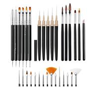 Ensemble de pinceaux for Nail Art, stylo à points | Poignées de stylo en bois, fonctions dégradé/liner/constructeur, utilisation maison/salon/cadeau