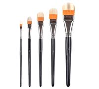 Ensemble De Pinceaux Plats Pour Artistes - 5 Types De Pinceaux Professionnels Avec Manche En Bois Et Peigne En Nylon | Kit De Coloriage Acrylique Léger À L'aquarelle Et À La Gouache, Pour Débutants, A