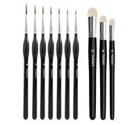 Ensemble de Pinceaux pour Modélisme et Miniatures, 10 Pièces: 7 Pinceaux de Détail Fin + 3 Drybrush,pour Peinture Acrylique, Aquarelle, Huile, Figurines Warhammer, Citadel