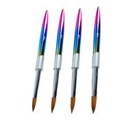 Ensemble de pinceaux pour Nail Art, Tube en aluminium, poignée ergonomique, ferme, Flexible, doux, pour extensions d'ongles, Gel, 4 pièces