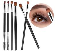 Ensemble de pinceaux pour sourcils angulaires - 6PCS Pinceau à sourcils, eye-liner et ombre à paupières, pinceau de maquillage à double embout, peigne à cils, petit pinceau estompeur pour femmes