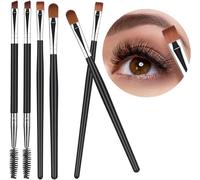 Ensemble De Pinceaux Pour Sourcils Angulaires - 6pcs Pinceau À Sourcils, Eye-Liner Et Ombre À Paupières, Pinceau De Maquillage À Double Embout, Peigne À Cils, Petit Pinceau Estompeur Pour Femmes