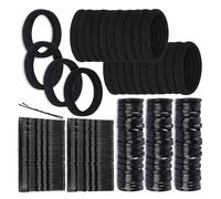 Ensemble de pinces à cheveux avec chouchous en tissu doux et étui de rangement pour un usage quotidien multi-usages Noir