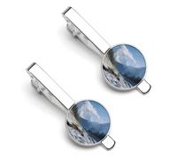 Ensemble de pinces à cravate personnalisées Snowy Mountains pour homme, design tendance, barre à cravate pour anniversaire de mariage, entreprise
