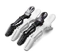 FRAMAR Pinces Crocodile Cheveux - Pince Cheveux Coiffeur Professionnel, Accessoires Cheveux Femme, Pince à Cheveux Antidérapante en Caoutchouc - Glitter 4pc