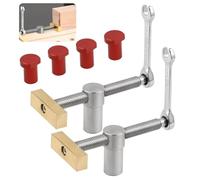 Ensemble de pinces de travail du bois avec bloc en laiton réglable et broches en acier, comprend des chiens de banc démontables pour un positionnement sûr du bois sur les établis