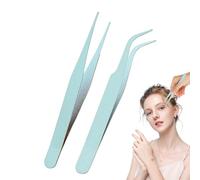 Ensemble de pincettes artisanales - 2pcs couleurs solides coude en acier inoxydable et pincettes droites avec couvertures | Idéal pour le scrapbooking, le placement des autocollants de bricolage, les