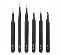 Ensemble de pincettes pour détails de 6 pièces - Ensemble de pincettes pour point d'aiguille en acier inoxydable, collection de pincettes pour détails fins, kit de pincettes artisanales pour montres