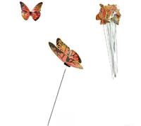 Ensemble de piquets papillon d'extérieur avec ailes réalistes et action réactive au vent en utilisant du métal résistant et du PVC résistant aux intempéries (orange)