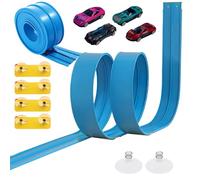 Ensemble De Piste De Course Flexible 23x23x5 Cm ABS Bleu Circuit Voiture pour Tout-Petits avec 4 Véhicules Piste Course Portable avec Ventouse Et Rampe Cadeau pour Garçons Filles 3+ Ans