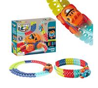 Ensemble de Piste de Course pour - Piste de Course électrique Flexible avec lumière LED, Jouet éducatif à Assembler soi-même, Bords Lisses, Jeu sûr, développement créatif des capacités pratiqu