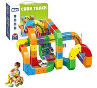 Ensemble de Pistes Cube DIY, 51/81/123 PCS Jouet de Fusion de Rails Magiques, Jouets de Construction avec Train Électrique Rechargeable par USB, Système Ferroviaire Éducatif 123pcs