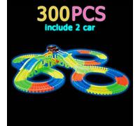Ensemble De Pistes De Course Flexibles Pour Enfants, 56/200/300 Pièces, Assemblage Brillant, Voiture De Chemin De Fer, Flash Dans Le Noir, Led, Jouets Pour Enfants