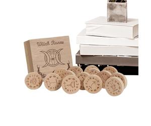 Ensemble De Pistes De Sorcière En Bois - Runes De Divination Des Sorcières | Runes Set Wood | Runes Gravées Pour Divination | Ensembles De Divination Des Runes Nordiennes | Runes De Prévision Des
