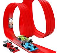 Ensemble de Pistes de Voiture de Course - Piste de Roll-up 390x8cm, Jouet de véhicule en PVC, Jeu de Coupe-Vent Portable avec Conception compacte | Ensemble de Jeu Amusant pour Chambre à l'intérieur,