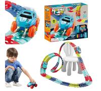 Ensemble de pistes de voiture pour , cadeaux pour garçons et filles Ensemble de pistes de voiture de course pour Piste de course bricolage de voiture jouet flexible avec lumières LED