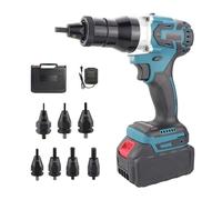 Ensemble de pistolet à riveter sans fil, kit d'outils automatiques portables avec lumière LED et batterie longue durée de 26 V, compatible avec écrous à rivets M3 M4 M5 M6 M8 M10 M12