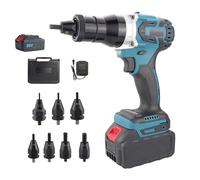 Ensemble de pistolet à riveter sans fil, kit d'outils automatiques portables avec lumière LED et batterie longue durée de 26 V, compatible avec écrous à rivets M3 M4 M5 M6 M8 M10 M12