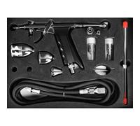Ensemble de Pistolet aérographe, kit de Pistolet aérographe à Double Action avec Buses de 0,2/0,3/0,5mm et Tasse de 3 CC/7 cc/11 CC, Professionnel pour Maquillage Nail Art Peinture modèle Coloration